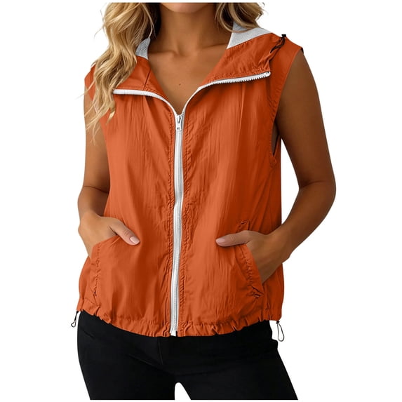 HAiming Plus Size Athletic Vest for Women Sleeveless Zip up Collared Casual Shirts with Pockets Going out Tee