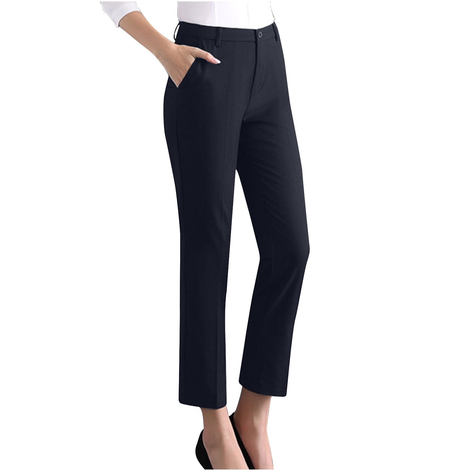 HAiming Plus Size High Waist Pants for Women Stretchy Straight Leg