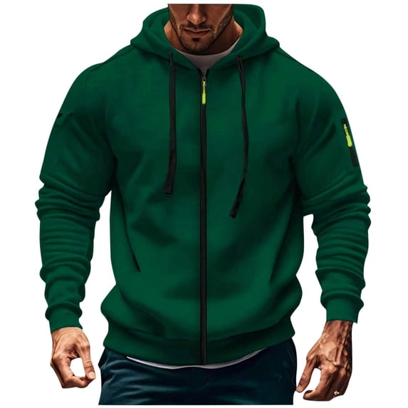 HAiming Plus Size Hoodies Jacket for Men Long Sleeve Hooded Sweatshirt Casual Workout Athletic Outfits with Pockets