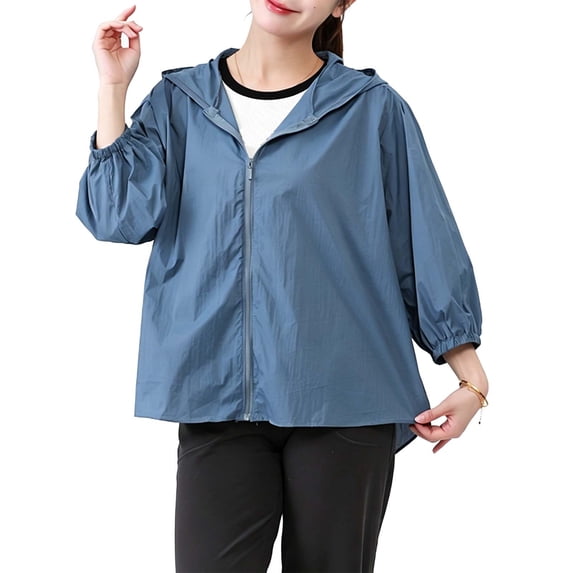 HAiming Plus Size Hoodies for Women Long Sleeve Lightweight Breathable Zipper Jackets Summer Workout Jackets with Pockets