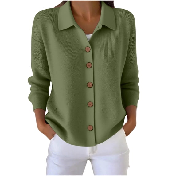 HAiming Plus Size Jacket for Women Long Sleeve Button down Sweaters Loose Casual Solid Color Fall Winter Cardigan