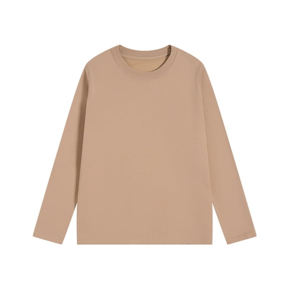 HAiming Plus Size Long Sleeve Shirt Thick Warm Casual Crew Neck Solid Color Pullover Tops Basic Tee