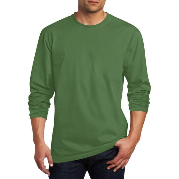 HAiming Plus Size Long Sleeve T-Shirt for Men Casual Round Neck Solid Color Pullover Tops Basic Tee