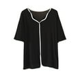 thumbnail image 1 of HAiming Plus Size Pajama Tops for Women Short Sleeve V Neck Comfy Soft Sleep Shirts Casual Thin Ice Silk Home Wear, 1 of 3