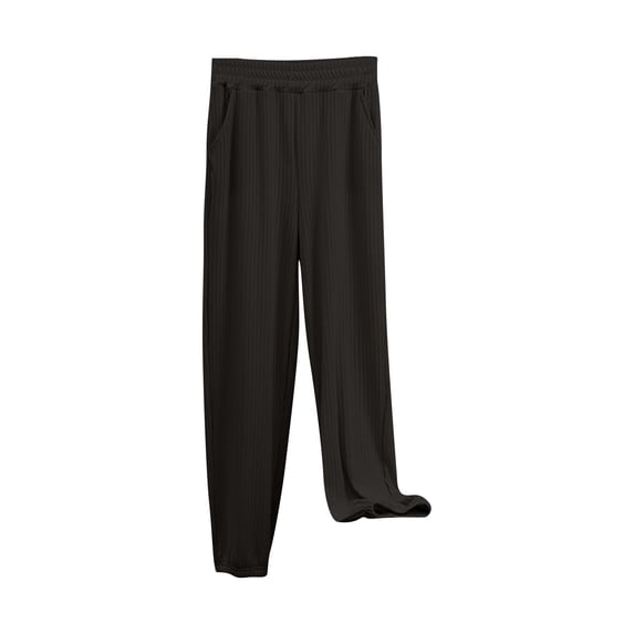 HAiming Plus Size Pants for Women Comfy Loose Dressy Casual Pants Classic Solid Color High Elastic Waist Pants with Pockets