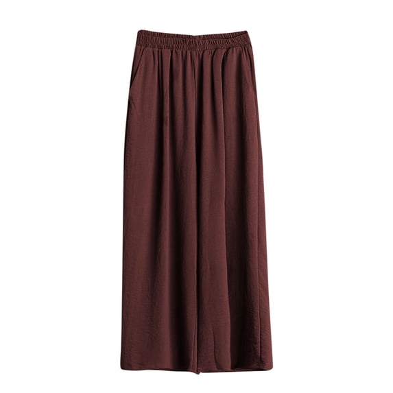HAiming Plus Size Pants for Women Wide Leg Pants Vacation Loose Leisure Pants High Elastic Waist Solid Color Comfy Pants