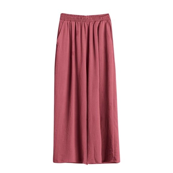 HAiming Plus Size Pants for Women Wide Leg Pants Vacation Loose Leisure Pants High Elastic Waist Solid Color Comfy Pants