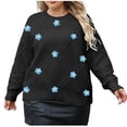 thumbnail image 1 of HAiming Plus Size Sweaters for Women Casual Long Sleeve Crew Neck Loose Flower Pullover Trendy Cute Knit Tops, 1 of 7