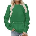 thumbnail image 1 of HAiming Pullover Sweatshirt for Women Casual Long Sleeve Crewneck Solid Color Fall Trendy Tops with Big Pocket, 1 of 5