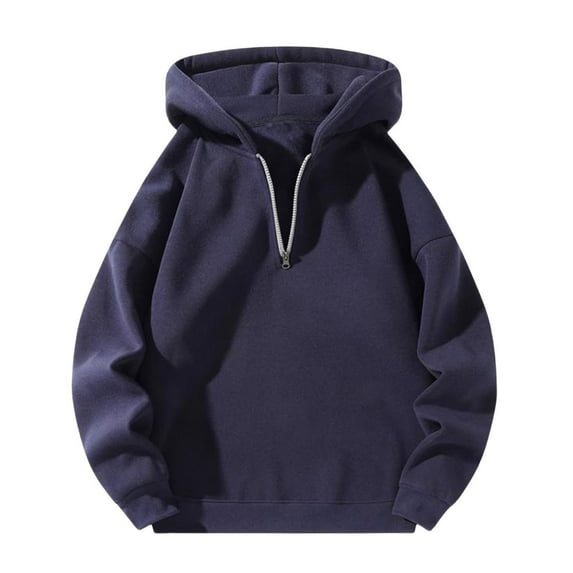 HAiming Quarter Zip Women Oversize Hoodies Casual Long Sleeve Solid Color Hooded Sweatshirt with Pockets Fashion Tops