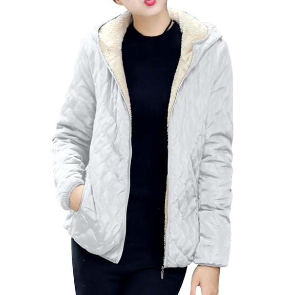 HAiming Quilted Jackets for Women Fleece Lined Long Sleeve Padded Coats Winter Casual Loose Warm Outwear with Pockets
