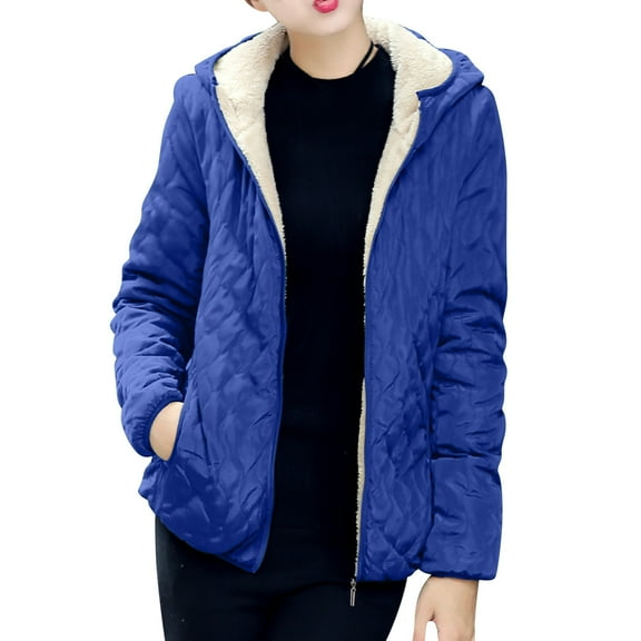 HAiming Quilted Jackets for Women Fleece Lined Long Sleeve Padded Coats Winter Casual Loose Warm Outwear with Pockets