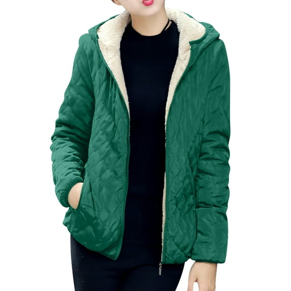 HAiming Quilted Jackets for Women Fleece Lined Long Sleeve Padded Coats Winter Casual Loose Warm Outwear with Pockets