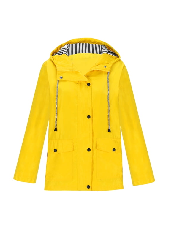 Rain Jacket for Women Lightweight Long Hooded Raincoat Waterproof Plus Zize Outdoor Windbreaker Zip up Coats