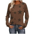thumbnail image 1 of HAiming Shirt for Women Casual Long Sleeve Star Printed Crew Neck Pullover Tops Lightweight Trendy Clothes, 1 of 8