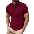 thumbnail image 1 of HAiming Shirts for Men Lapel Collar Short Sleeve Casual Zip Solid Color Golf T-Shirts Pullover Tops, 1 of 8