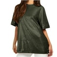 thumbnail image 1 of HAiming Short Sleeve Sequin Tops for Women Plus Size Casual Crewneck Shirts Dressy Sparkly Evening Party Blouses, 1 of 6