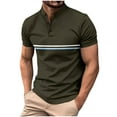 thumbnail image 1 of HAiming Short Sleeve Shirts for Men Stripes Button Collar T-Shirts Dressy Casual Business Tops Summer Clothes, 1 of 8