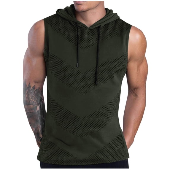 HAiming Sleeveless Hooded Tank Tops for Men Tank Tops Quick Dry Workout Gym Athletic Muscle T Shirt Active Wear