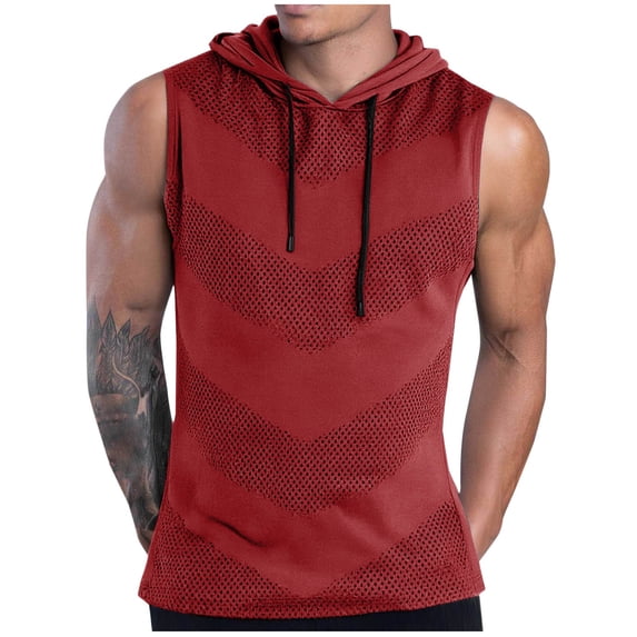 HAiming Sleeveless Hooded Tank Tops for Men Tank Tops Quick Dry Workout Gym Athletic Muscle T Shirt Active Wear