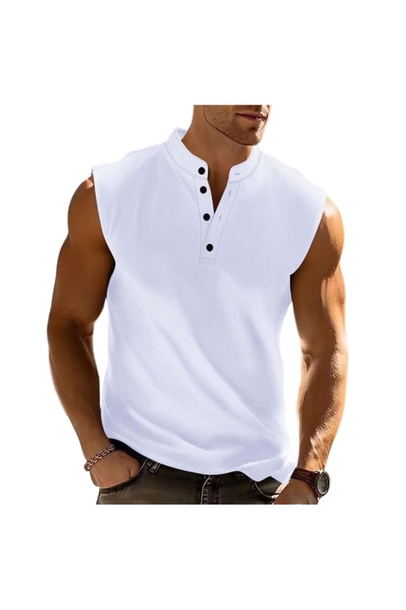 Sleeveless Shirts for Men Tank Tops Casual Solid Color Summer Clothes Beach Vacation Outfit
