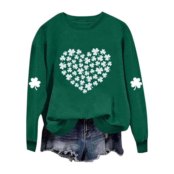 HAiming St Patty's Day Green Sweatshirt Women Casual Oversize Long Sleeve Shamrock Graphic Tunic Pullover Tops