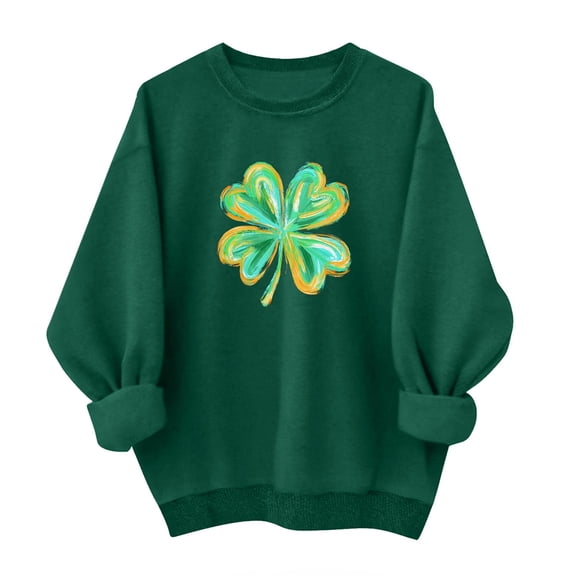 HAiming St Patty's Day Green Sweatshirt Women Casual Oversize Long Sleeve Shamrock Graphic Tunic Pullover Tops