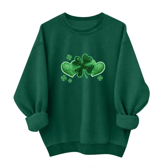 HAiming St Patty's Day Green Sweatshirt Women Casual Oversize Long Sleeve Shamrock Graphic Tunic Pullover Tops