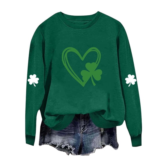 HAiming St Patty's Day Green Sweatshirt Women Casual Oversize Long Sleeve Shamrock Graphic Tunic Pullover Tops