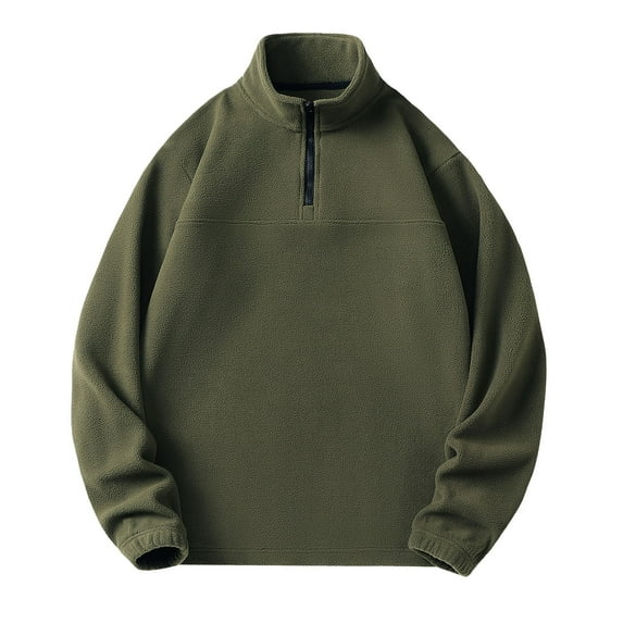 HAiming Stand up Collar Men's Sweater Knitted Pullover Long Sleeve Casual Oversize Quarter Zip Thermal Solid Color Tops