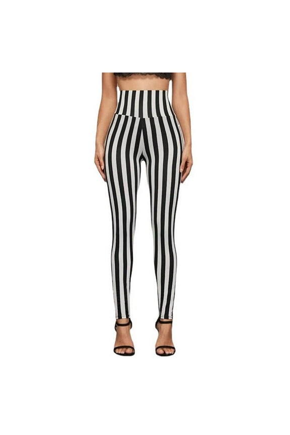 Striped Legging for Women Patchwork Casual High Waist Strenchy Clubwear Tights Punk Skinny Party Yoga Pants