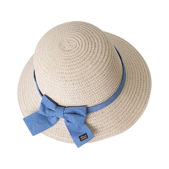 HAiming Summer Beach Sun Straw Hats for Women Wide Brim Bowknot Cap Packable Travel Bucket Hats with UPF 50+