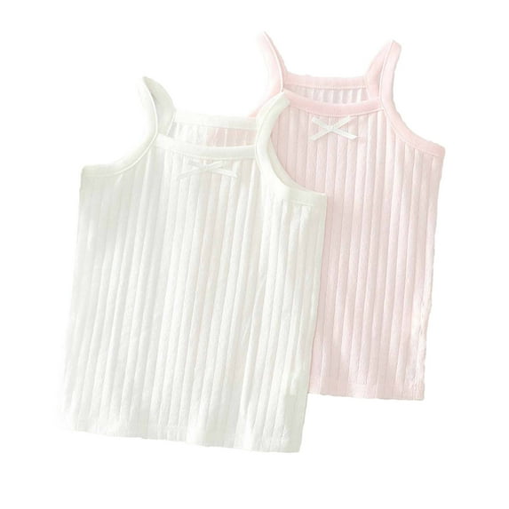 HAiming Summer Girls Soft Camisole Undershirts 2 Pack Kids Casual Sleeveless Comfortable Breathable Stretch Tank Tops