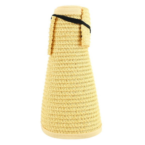 HAiming Sun Visor Hats for Women Wide Brim Straw Ponytail Summer Beach Hat UV Protection Packable Foldable Travel Cap