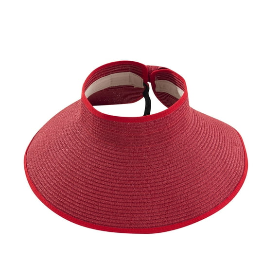 HAiming Sun Visor Hats for Women Wide Brim Straw Ponytail Summer Beach Hat UV Protection Packable Foldable Travel Cap