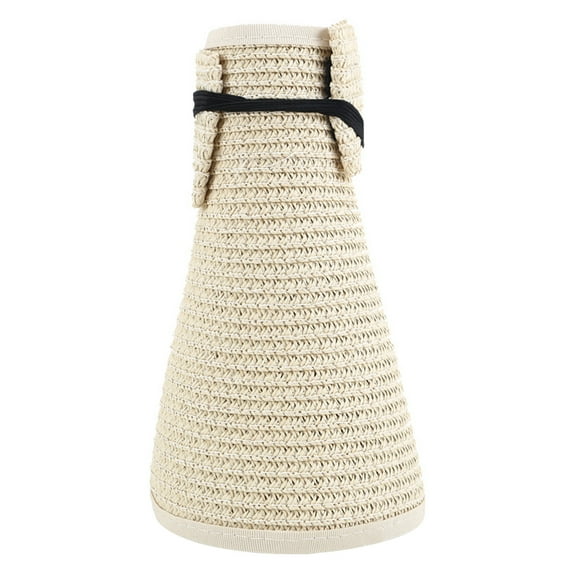 HAiming Sun Visor Hats for Women Wide Brim Straw Ponytail Summer Beach Hat UV Protection Packable Foldable Travel Cap