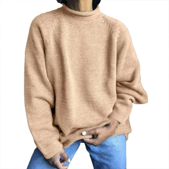 HAiming Sweaters for Women 2025 Casual Crewneck Long Sleeve Cable Knit Pullover Tops Fall Winter Plus Size Clothes