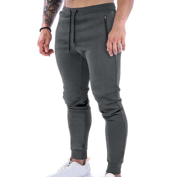HAiming Sweatpants for Mens Casual Drawstring Elastic High Waisted Jogger Pants Hiking Gym Trousers with Zip Pockets