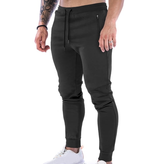HAiming Sweatpants for Mens Casual Drawstring Elastic High Waisted Jogger Pants Hiking Gym Trousers with Zip Pockets