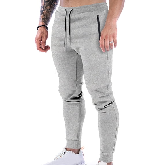HAiming Sweatpants for Mens Casual Drawstring Elastic High Waisted Jogger Pants Hiking Gym Trousers with Zip Pockets