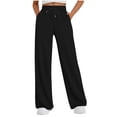 thumbnail image 1 of HAiming Sweatpants for Women Wide Leg Casual Elastic Drawstring Waist Solid Color Athletic Pants with Pockets, 1 of 6