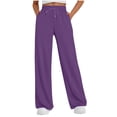thumbnail image 1 of HAiming Sweatpants for Women Wide Leg Casual Elastic Drawstring Waist Solid Color Athletic Pants with Pockets, 1 of 4