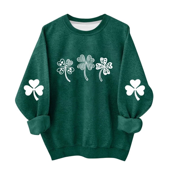 HAiming Sweatshirt for Kids Shamrock Graphic Round Neck Casual Pullover Tops Boys Girls Holiday Clothes