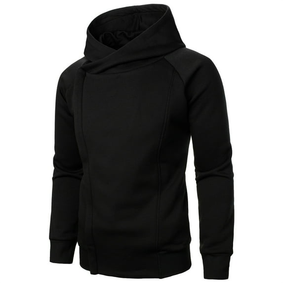 HAiming Sweatshirt for Men 2024 Fashion Long Sleeve Side Zipper Hoodies Fall Winter Casual Solid Color Loose Jacket