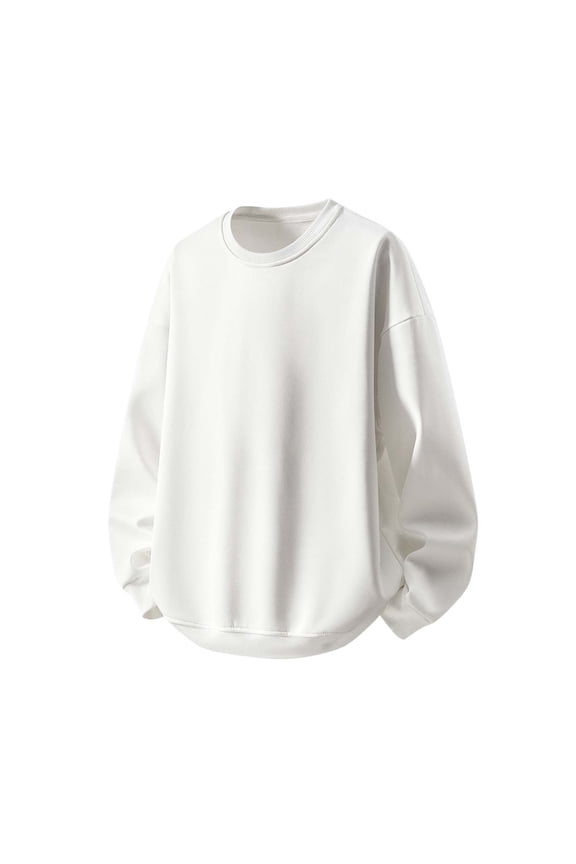 Sweatshirt for Men Oversize Long Sleeve Crew Neck Solid Color Pullover Tops Basic Tee Trendy Clothes