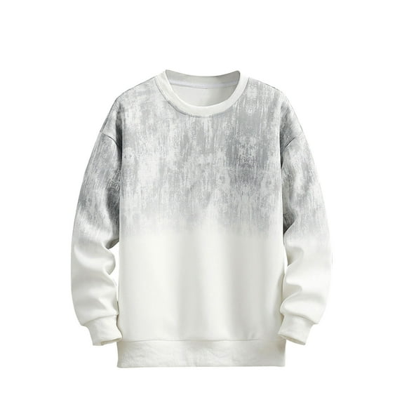 HAiming Sweatshirts for Men Trendy Gradient Color Crewneck Long Sleeve Shirts Plus Size Loose Casual Pullover Tops