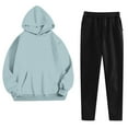 thumbnail image 1 of HAiming Sweatsuit for Women Casual Long Sleeve Hoodies Black Jogger Sweatpants with Pockets 2 Piece Tracksuit, 1 of 6