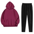 thumbnail image 1 of HAiming Sweatsuit for Women Casual Long Sleeve Hoodies Black Jogger Sweatpants with Pockets 2 Piece Tracksuit, 1 of 6