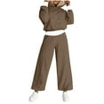 thumbnail image 1 of HAiming Sweatsuits for Women 2 Piece Outfits Pullover Cropped Hoodie Wide Leg Pants Fall Travel Tracksuit Sets, 1 of 8