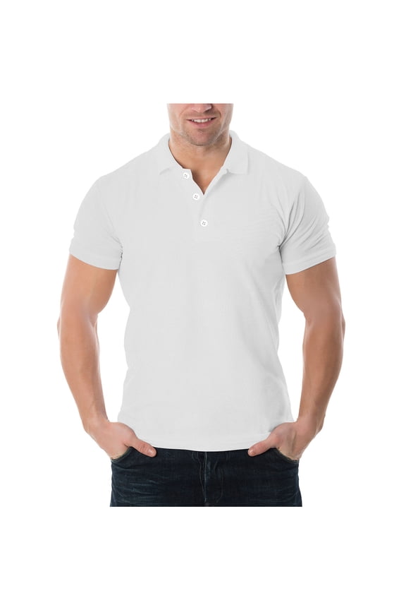 T-Shirt for Men Lapel Collar Short Sleeve Button Business Pullover Tops Casual Solid Color Tee